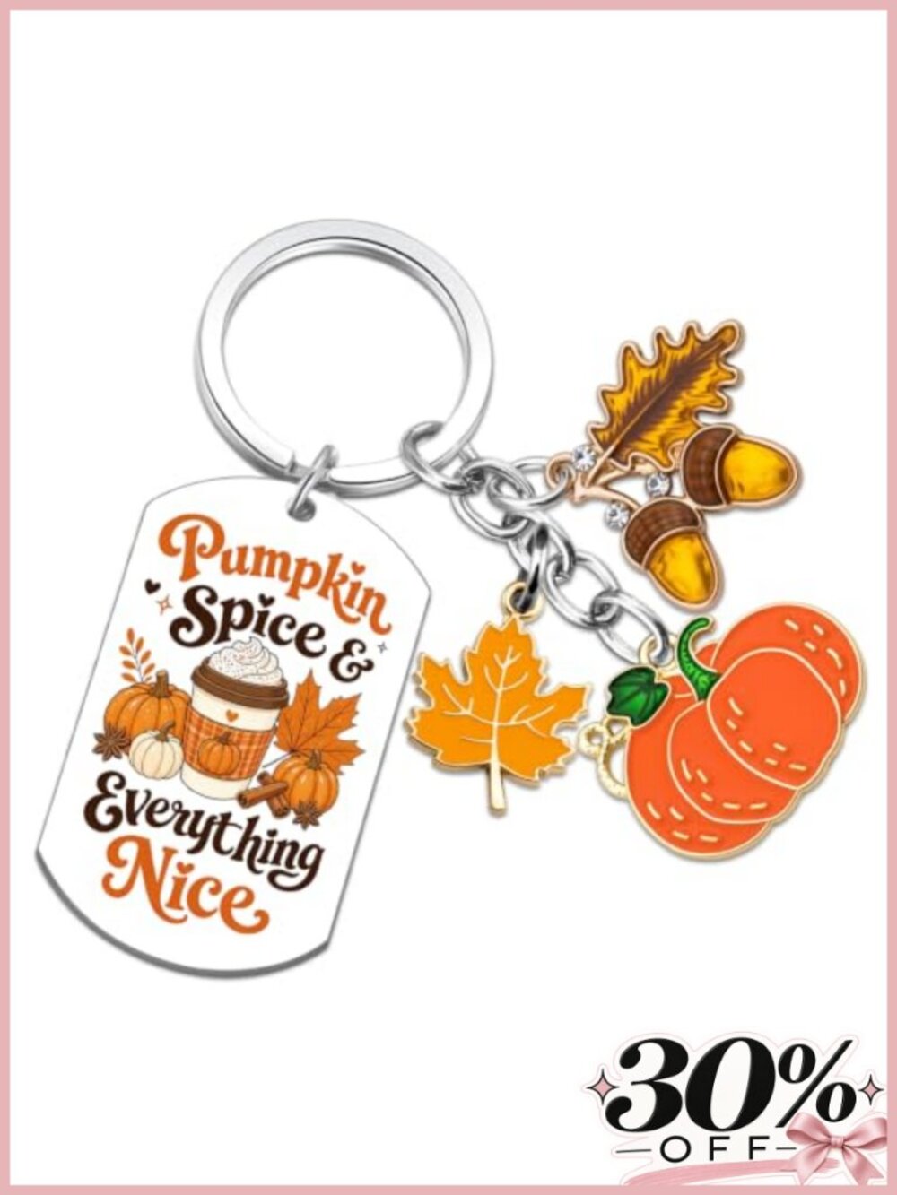 Stainless Steel Pumpkin Keychain Bag Charm Fall Gifts Basket Stuffers for Women